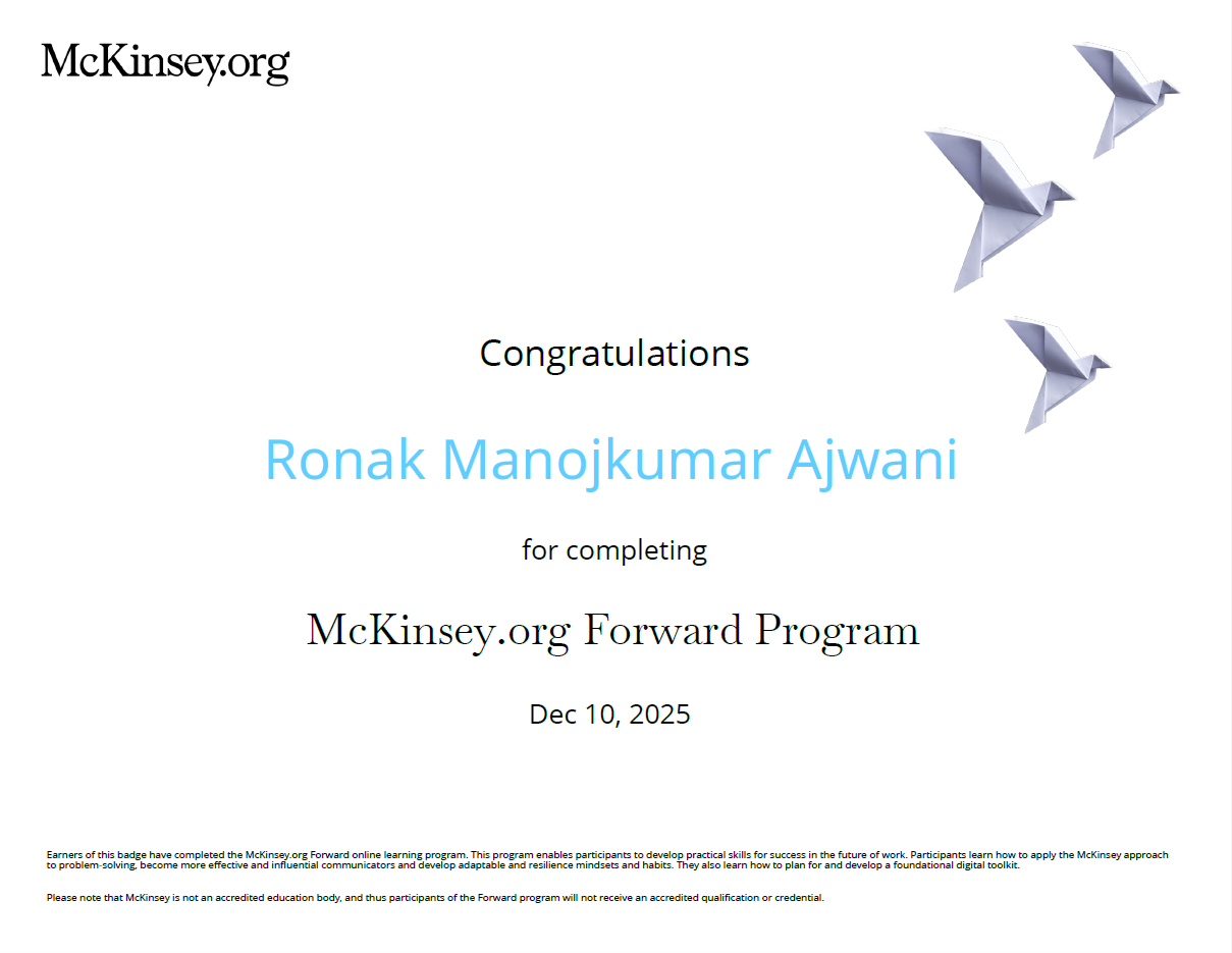 McKinsey Forward Program certificate